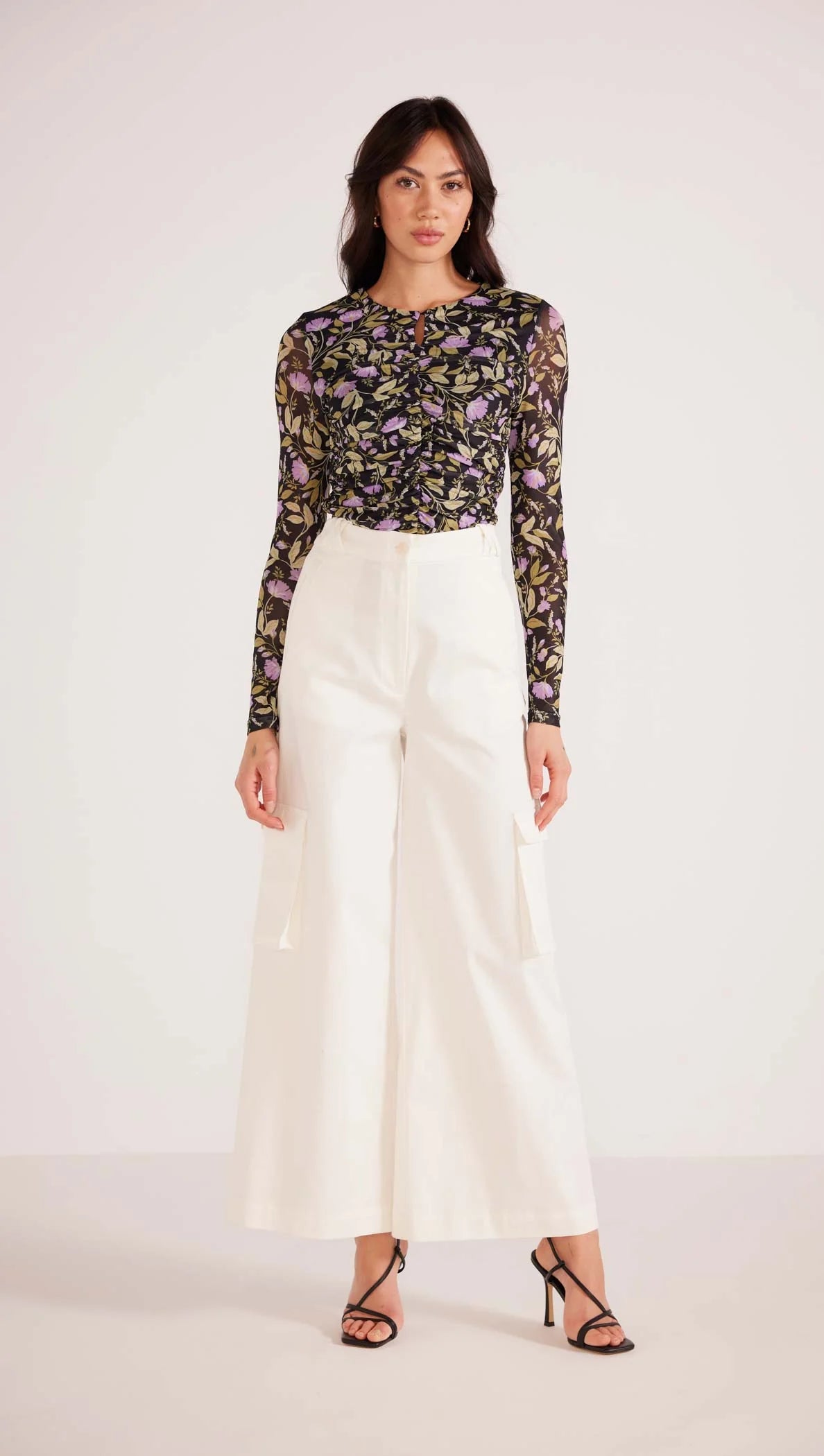 MINK PINK NOCTURNE MESH TOP LILAC FLORAL