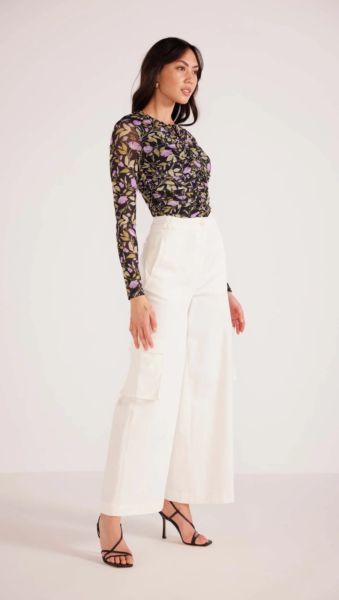MINK PINK NOCTURNE MESH TOP LILAC FLORAL