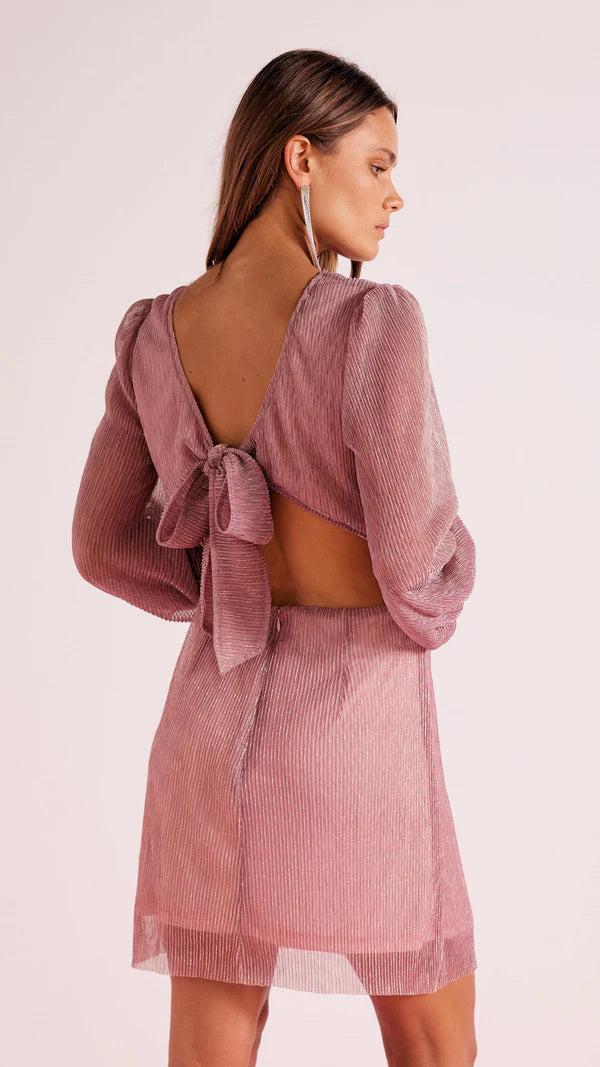 MINK PINK ASTRID PLISSE MINI DRESS PINK