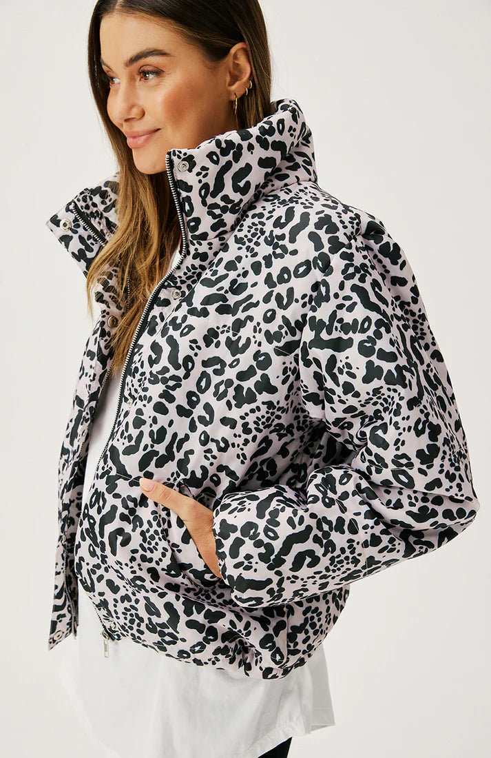 CARTEL & WILLOW LILLIE PUFFER JACKET CREME LEOPARD