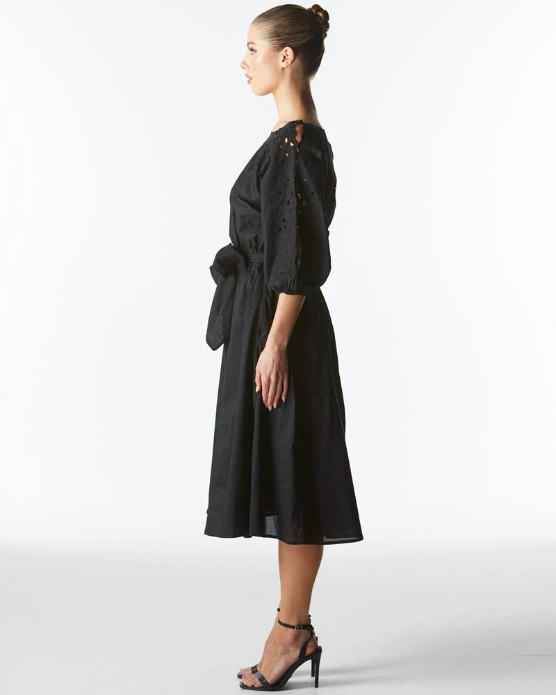 FATE+BECKER LILY POND EMBROIDERED DRESS BLACK