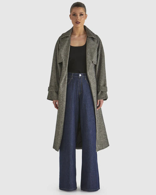 FATE+BECKER CHARMER TRENCH COAT BLACK/CREAM