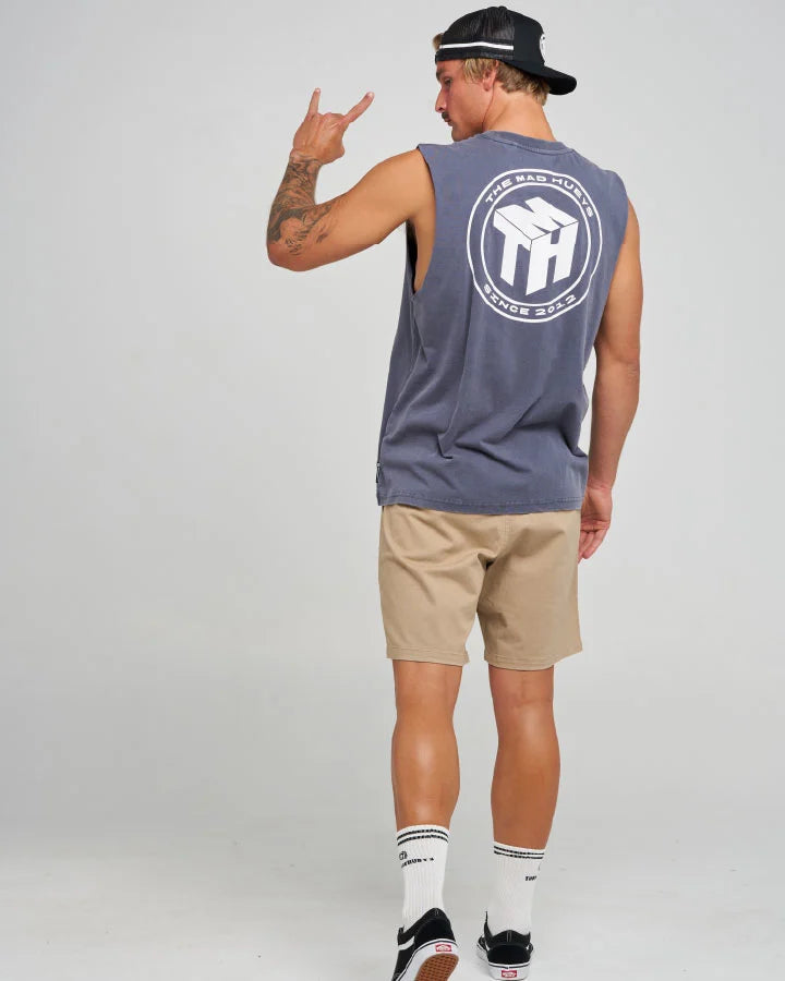 The Mad Hueys Cube Hueys Muscle | Petrol Blue Washed