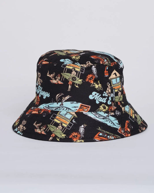 The Mad Hueys Hueys Paradise Reversible Bucket Hat | Black