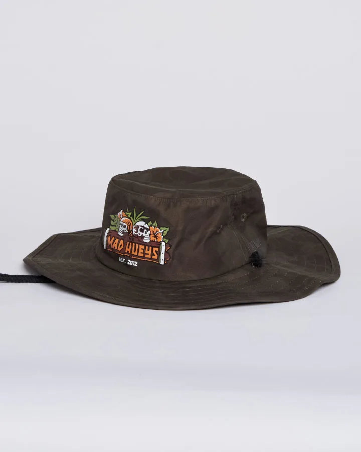 The Mad Hueys Troppo Captain Youth Wide Brim Hat | Native Camo