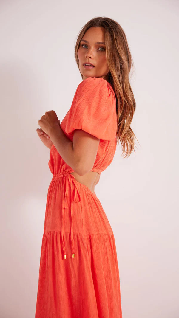 MINKPINK KELELA MIDI DRESS CORAL