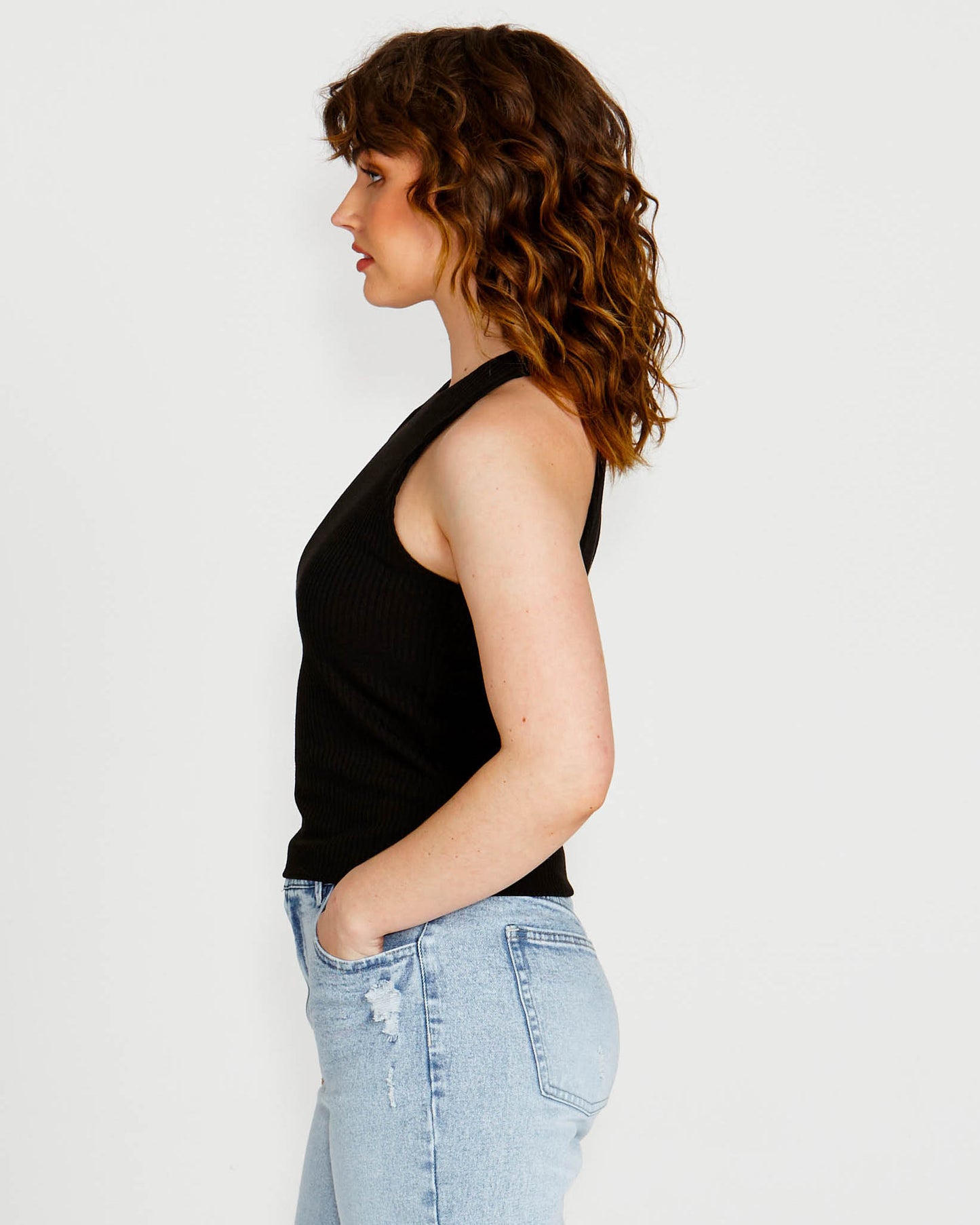 SASS AUBREY HIGH NECK SINGLET BLACK