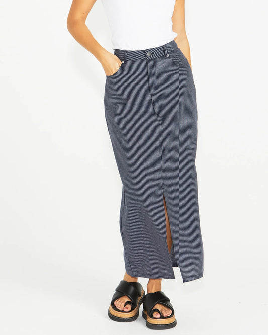 SASS LIBERTY MAXI SKIRT NAVY WHITE STRIPE
