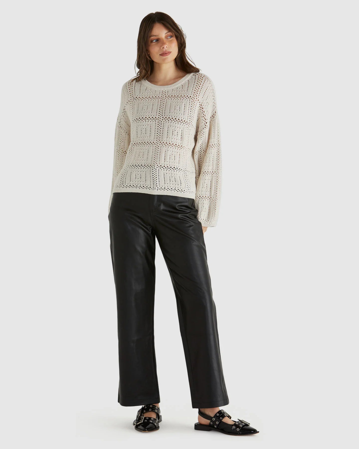 SASS MARCELLO CROCHET TOP CREAM