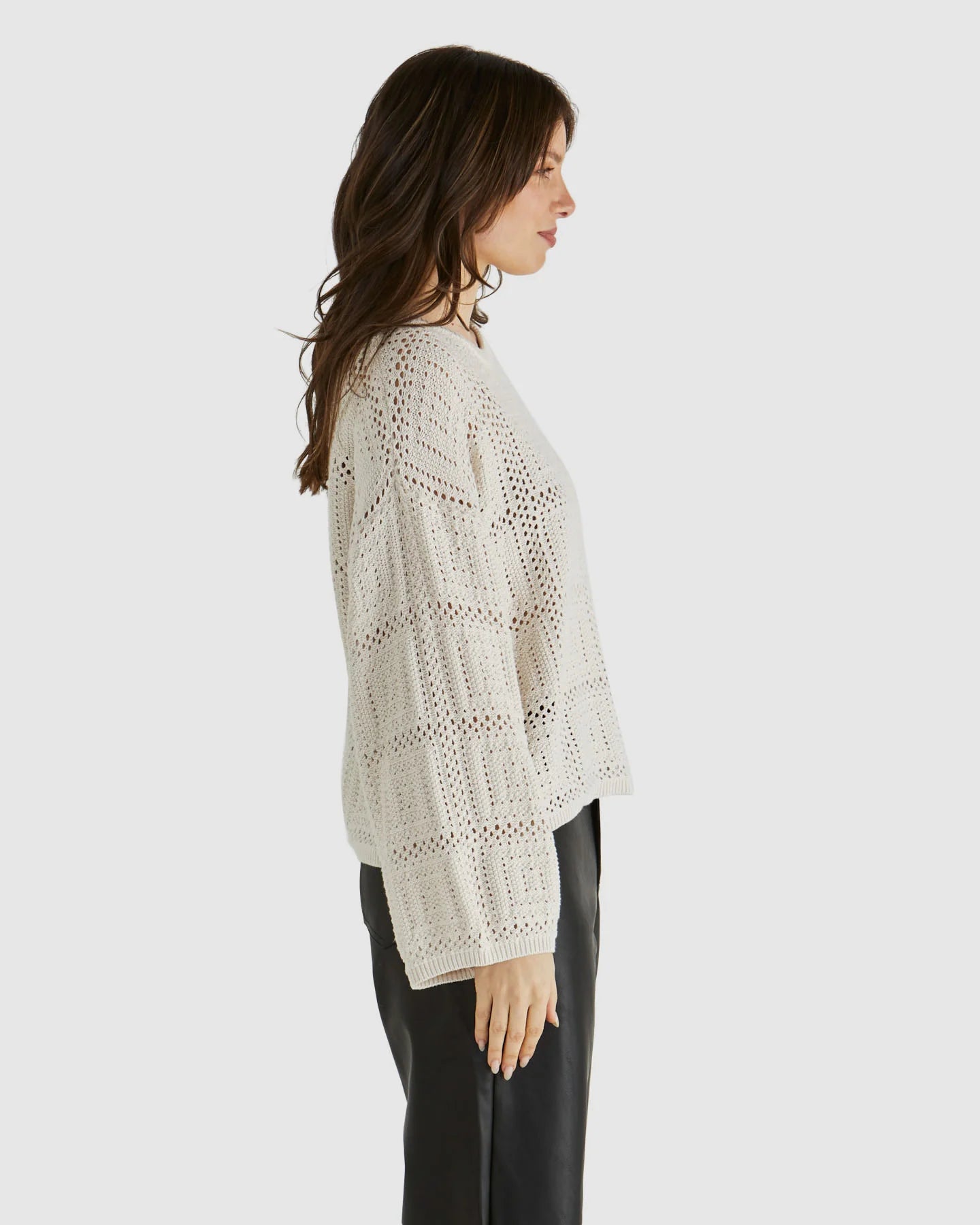 SASS MARCELLO CROCHET TOP CREAM