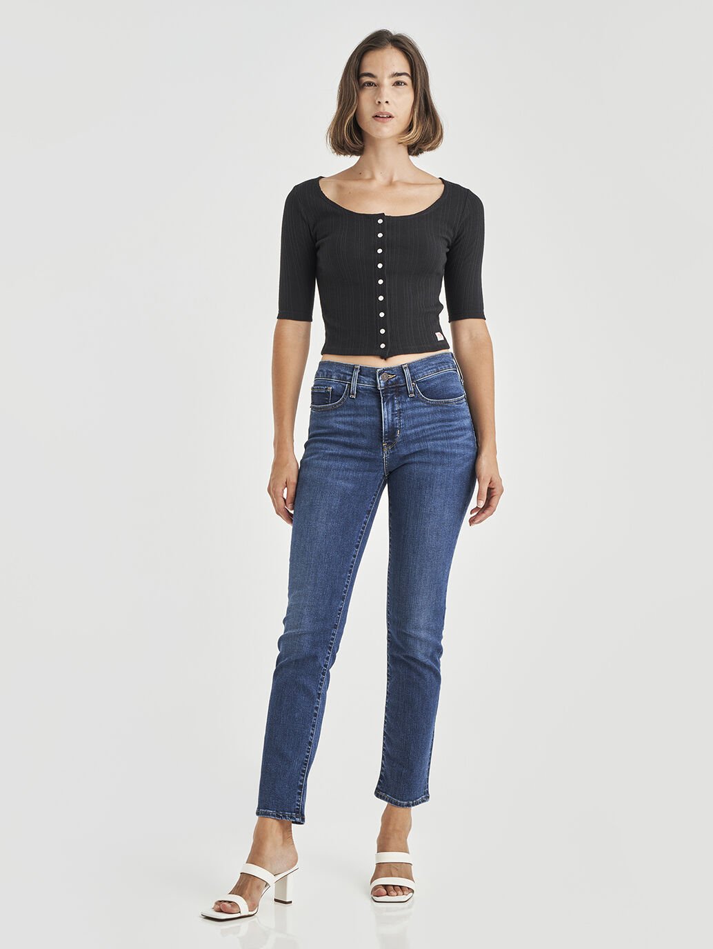LEVI'S SHAPING STRAIGHT BLUE WAVE DARK 32 LEG