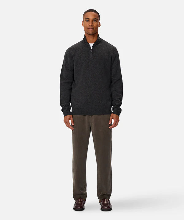 INDUSTRIE THE LAKEWOOD ZIP NECK KNIT CHARCOAL 2.0