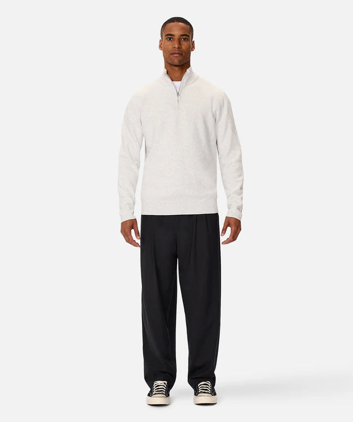 INDUSTRIE THE LAKEWOOD ZIP NECK KNIT SNOW MARLE 24