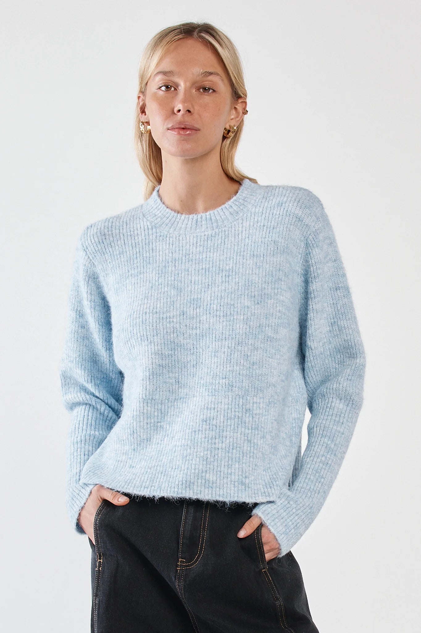 Sass Marli Boxy Rib Knit | Pale Blue