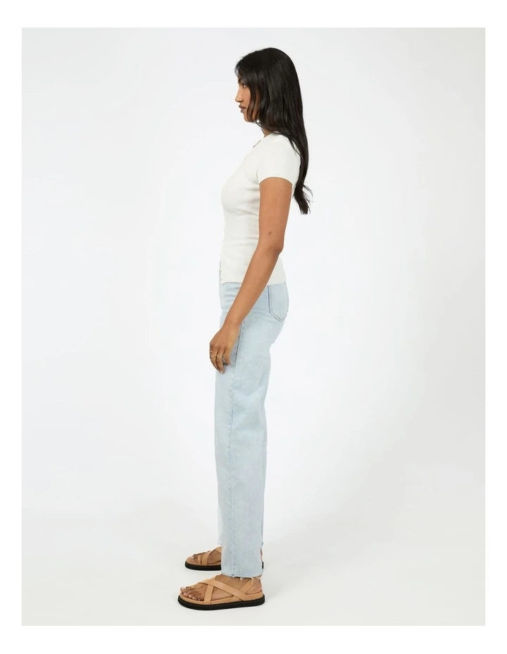 All About Eve Olive Knit Top White