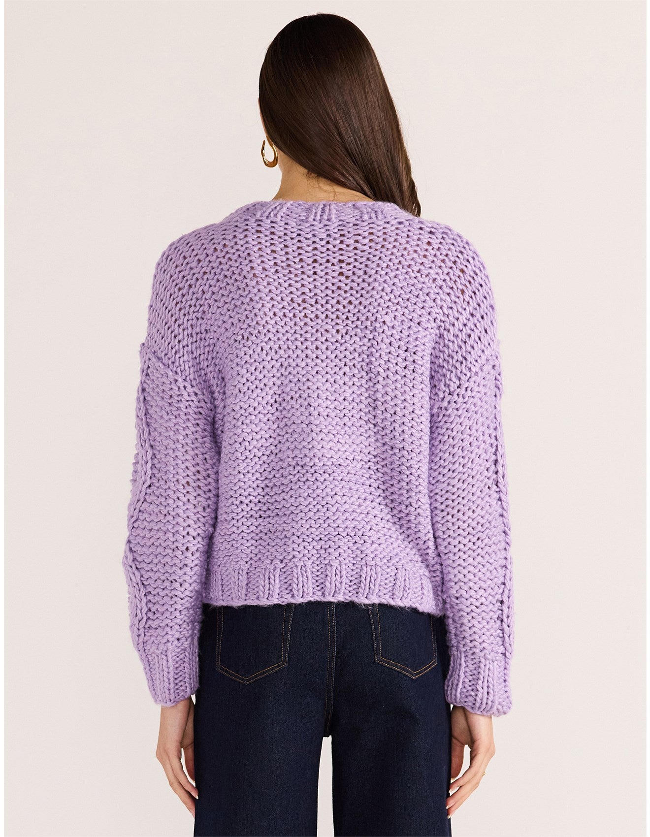 MINKPINK JENNIFER CABLE KNIT JUMPER LILAC