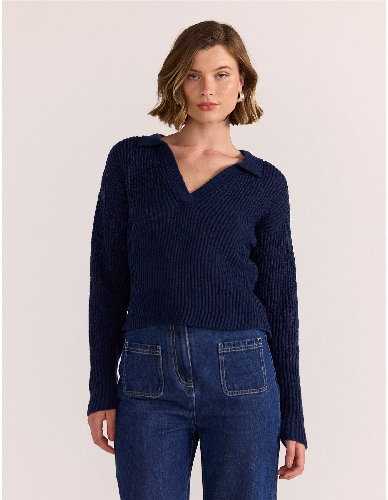 STAPLE THE LABEL SAIGE POLO JUMPER NAVY