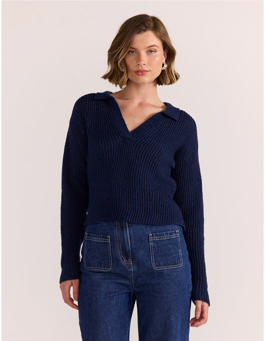STAPLE THE LABEL SAIGE POLO JUMPER NAVY