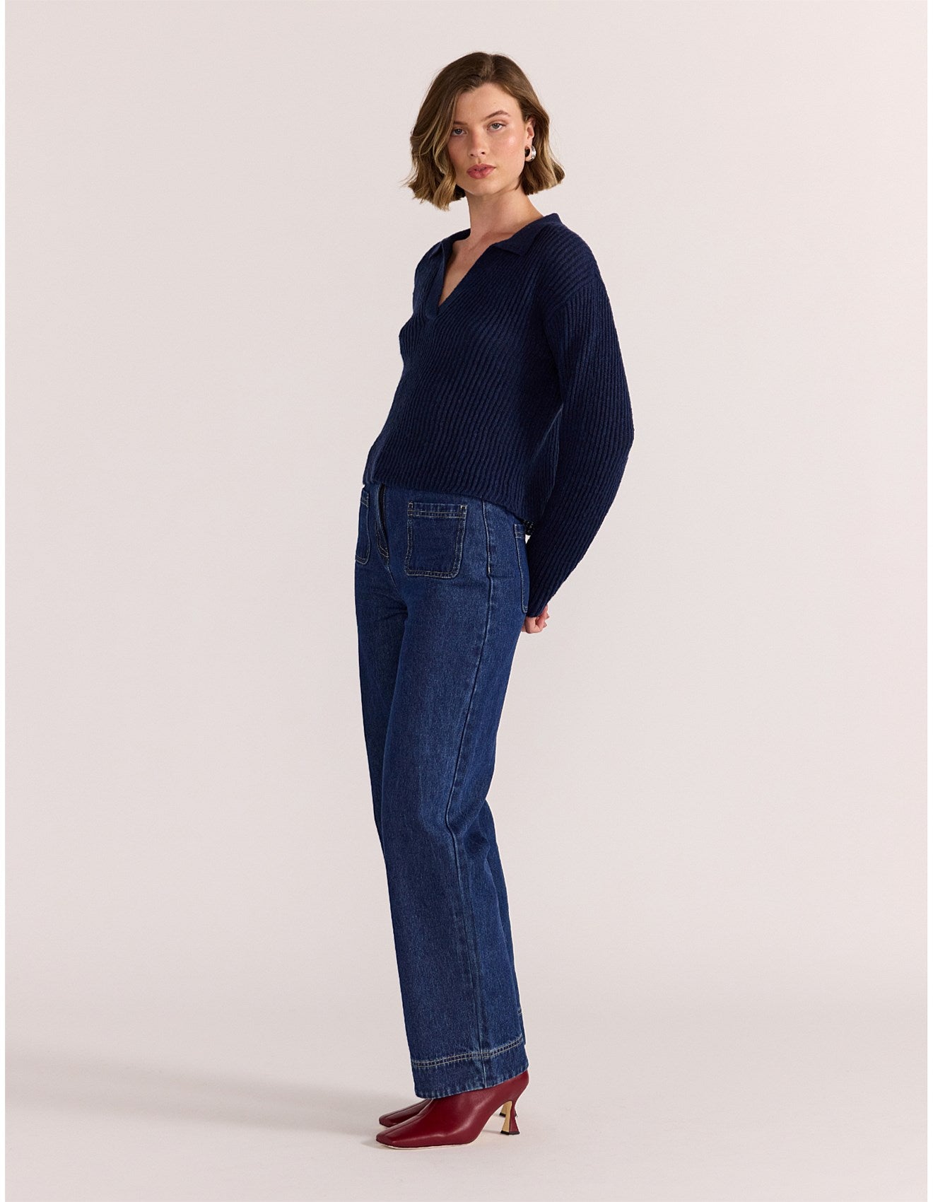 STAPLE THE LABEL SAIGE POLO JUMPER NAVY