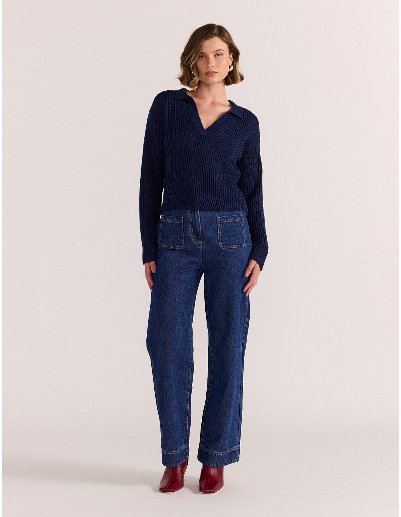 STAPLE THE LABEL SAIGE POLO JUMPER NAVY