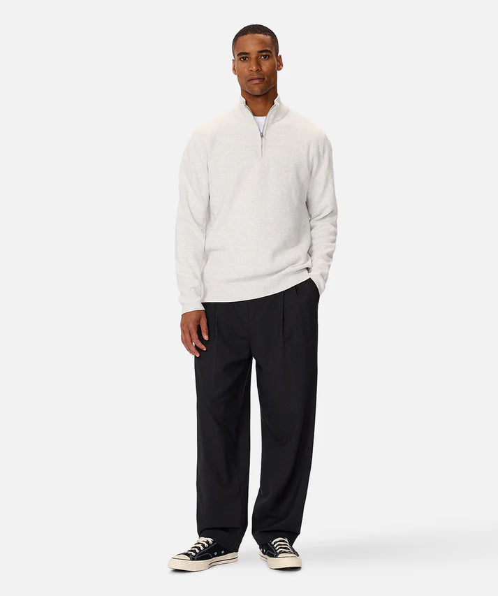INDUSTRIE THE LAKEWOOD ZIP NECK KNIT SNOW MARLE 24
