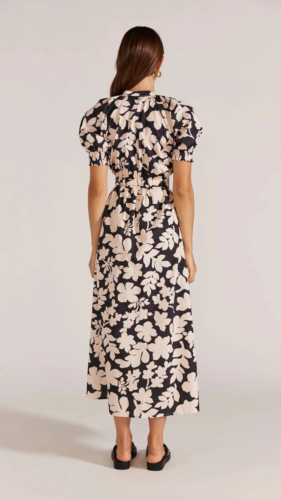 STAPLE THE LABEL SELITA CUT OUT MIDI DRESS BLACK/BEIGE