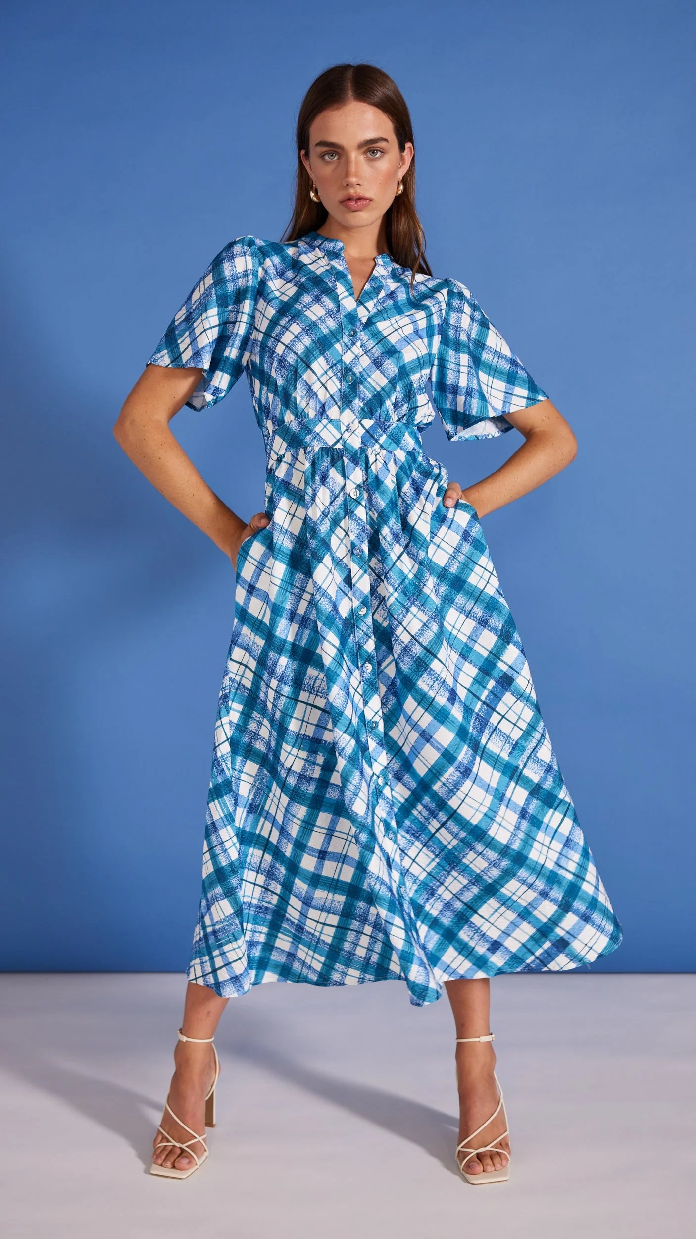 Staple The Label Heaton Midi Dress | Blue Check Lizzy's This n That Staple The Label Heaton Midi Dress | Blue Check Lizzy's This n That