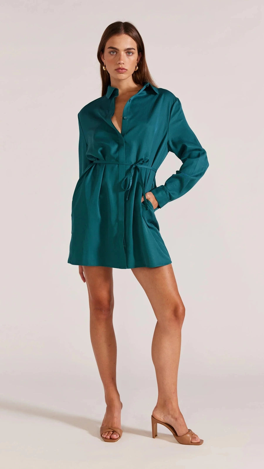 STAPLE THE LABEL LEILA MINI DRESS EMERALD