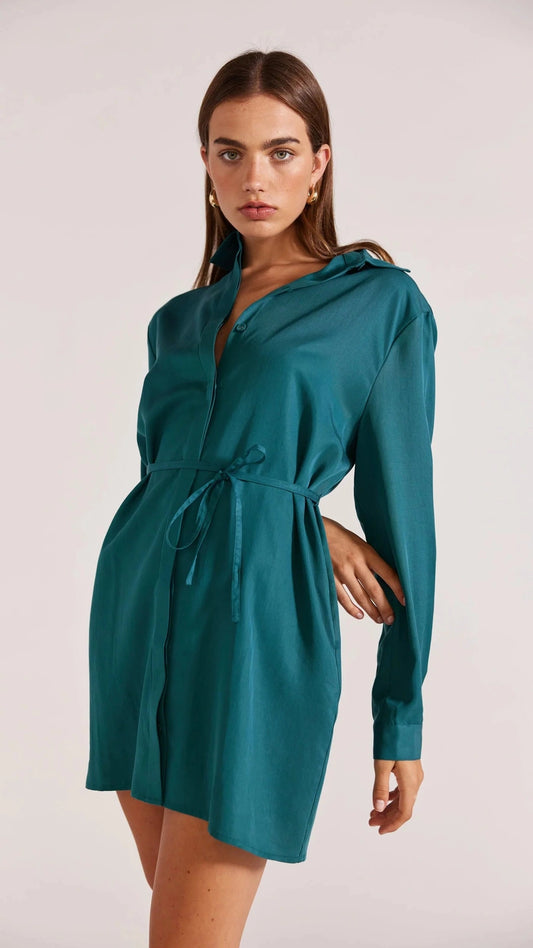 STAPLE THE LABEL LEILA MINI DRESS EMERALD