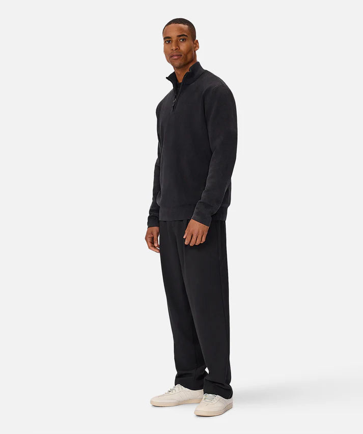 INDUSTRIE THE LAKEWOOD ZIP NECK KNIT WASHED BLACK