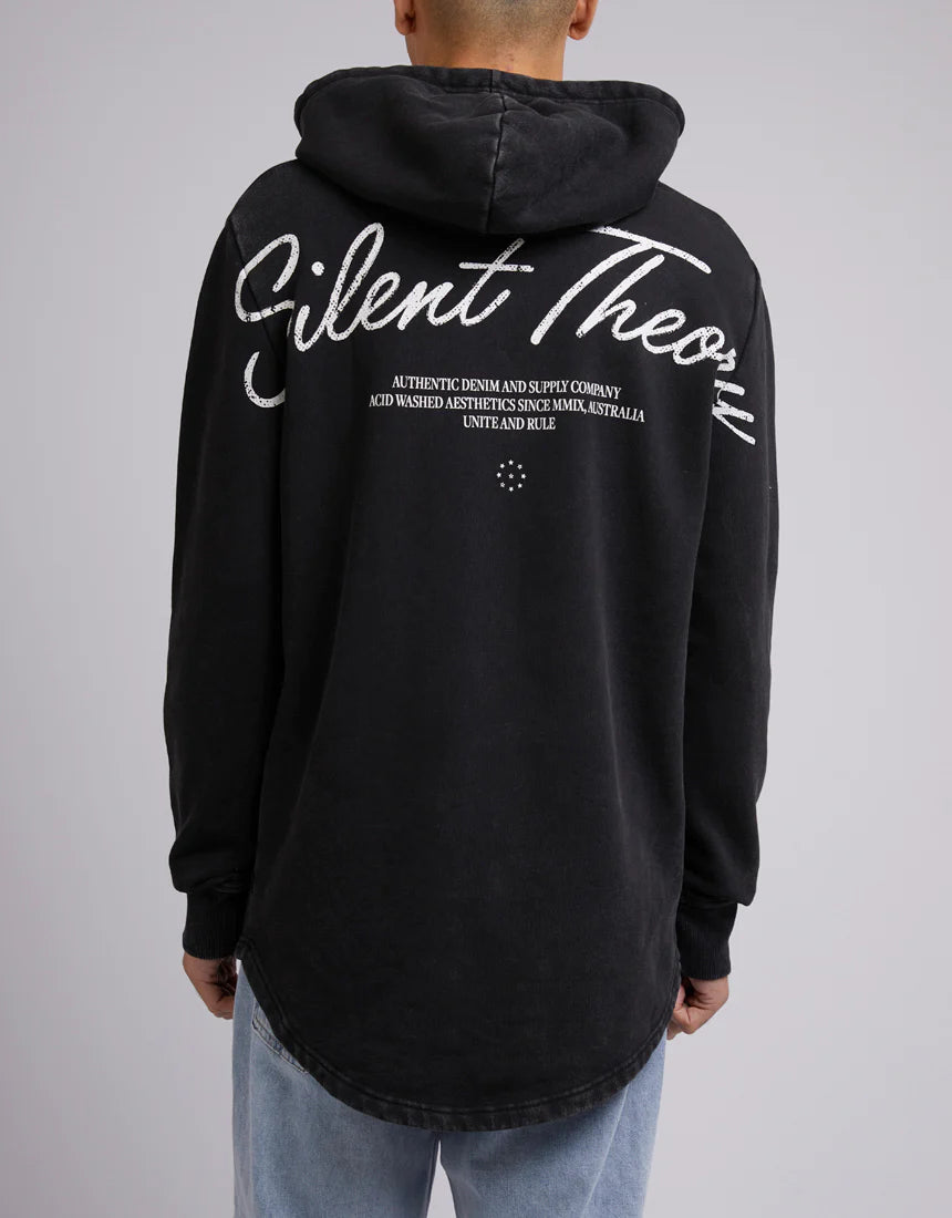 SILENT THEORY SCRIPT HOODY WASHED BLACK