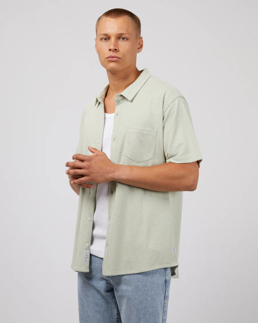 SILENT THEORY TEXTURED SHORT SLEEVE SHIRT SAGE