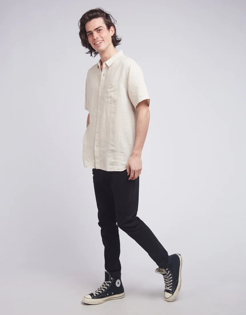 SILENT THEORY LINEN SS SHIRT NATURAL