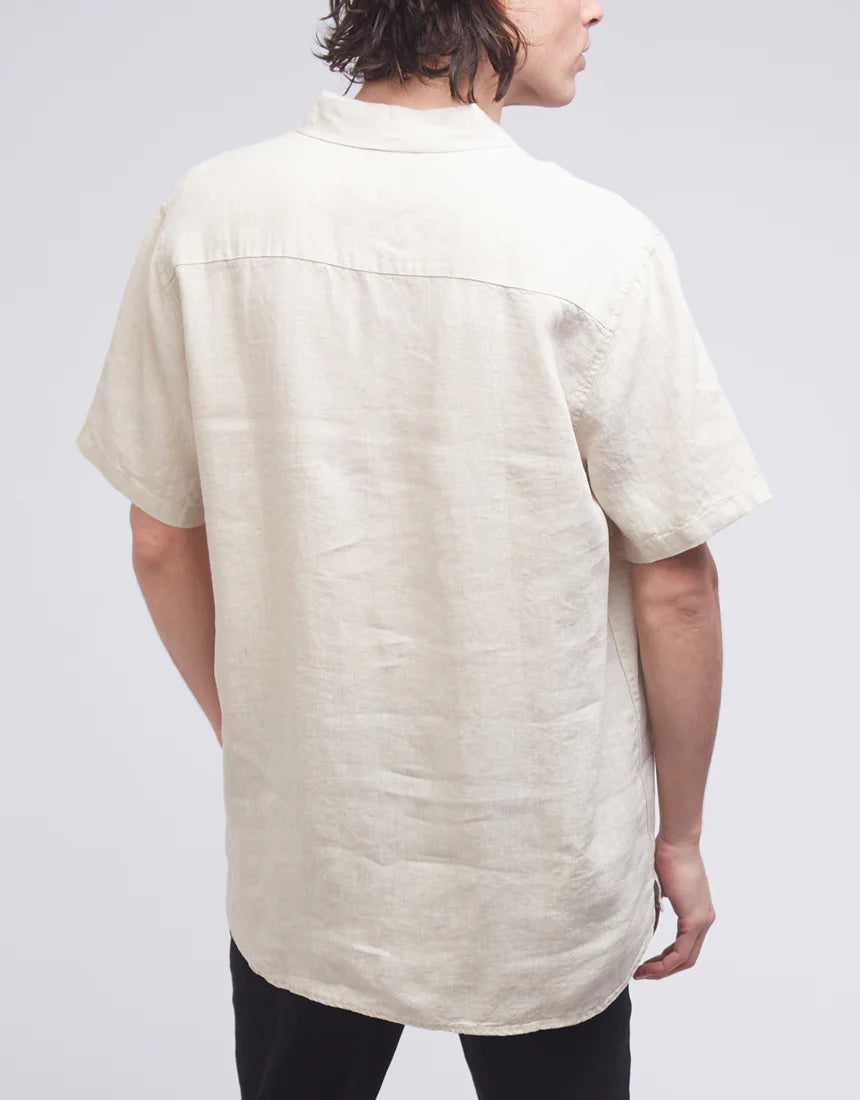 SILENT THEORY LINEN SS SHIRT NATURAL