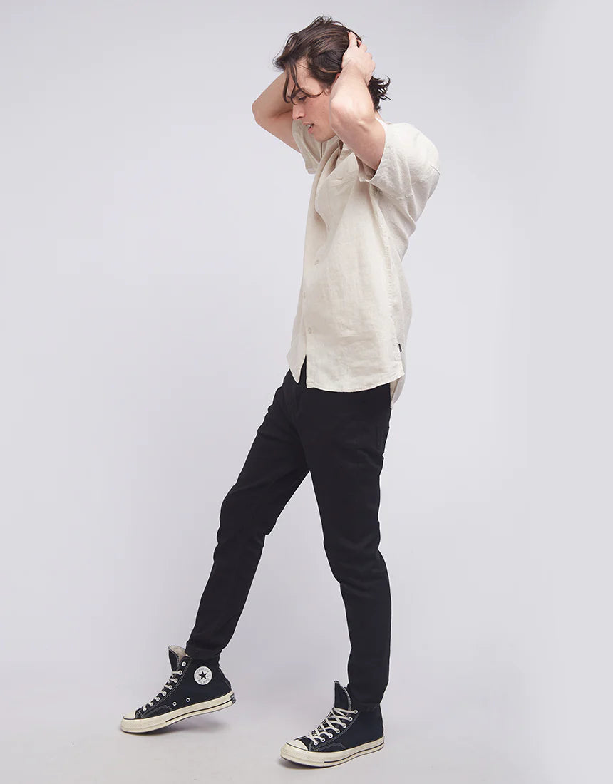 SILENT THEORY LINEN SS SHIRT NATURAL