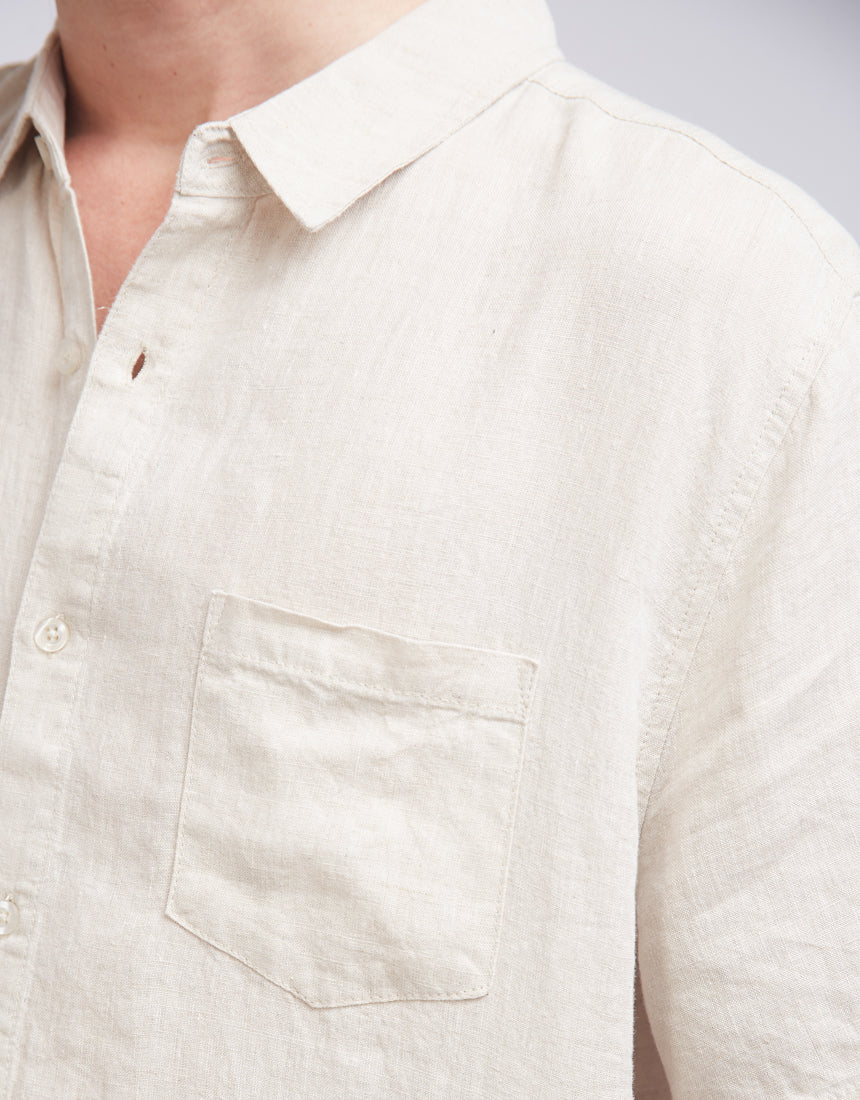 SILENT THEORY LINEN SS SHIRT NATURAL