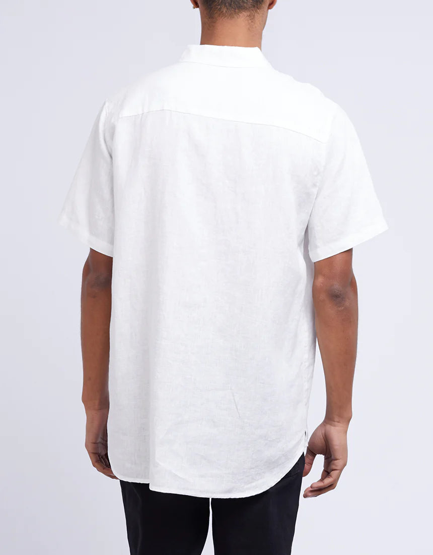 SILENT THEORY LINEN SHORT SLEEVE SHIRT WHITE