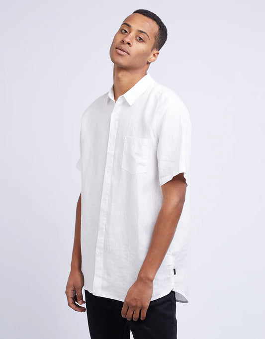 SILENT THEORY LINEN SHORT SLEEVE SHIRT WHITE