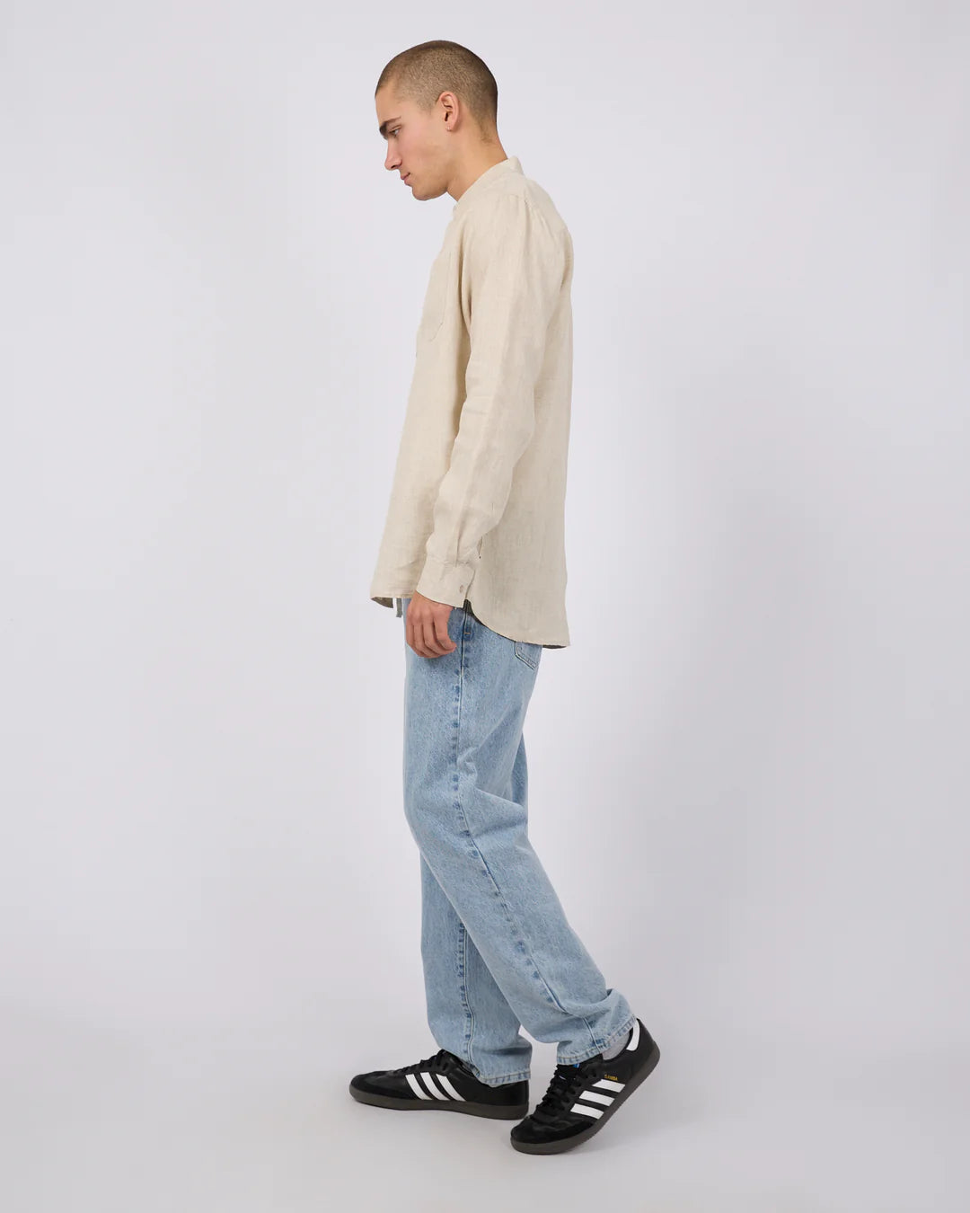 SILENT THEORY LINEN LONG SLEEVE SHIRT NATURAL