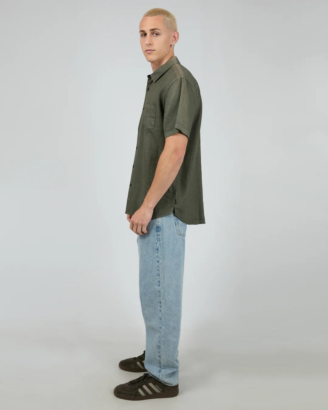 Silent Theory Linen Short Sleeve Shirt ll | Khaki