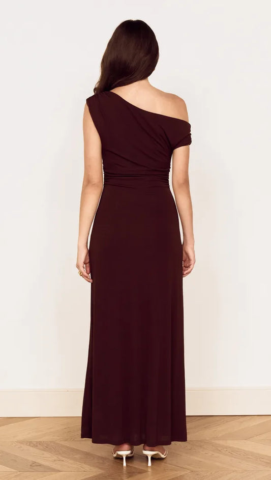Mink Pink Aster Mesh Midi Dress | Chocolate