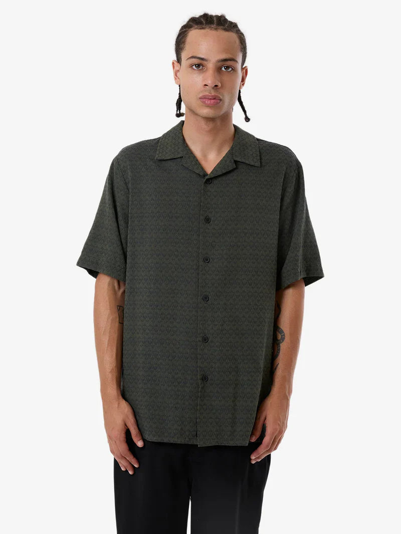 THRILLS AIRBORNE BOWLING SHIRT GRAPE LEAF