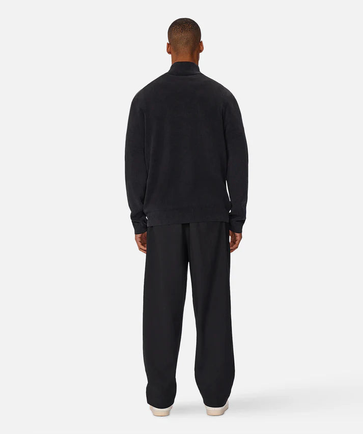INDUSTRIE THE LAKEWOOD ZIP NECK KNIT WASHED BLACK