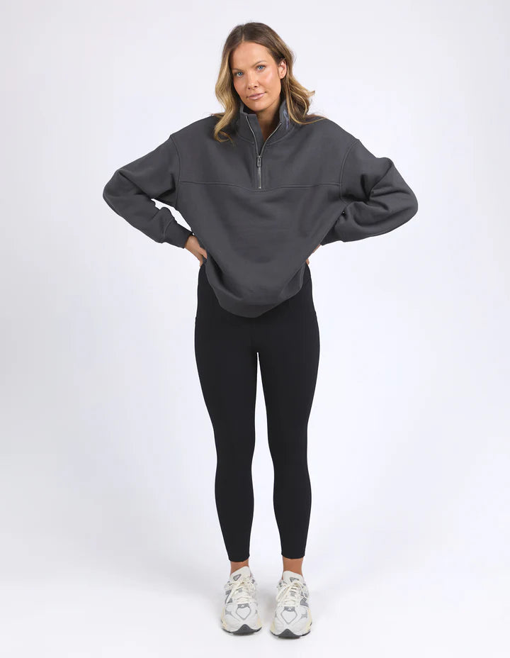 FOXWOOD COLLEGE ZIP CREW CHARCOAL