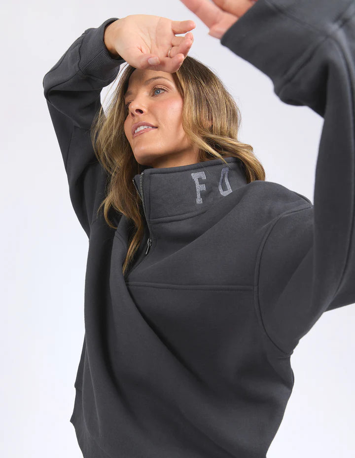 FOXWOOD COLLEGE ZIP CREW CHARCOAL