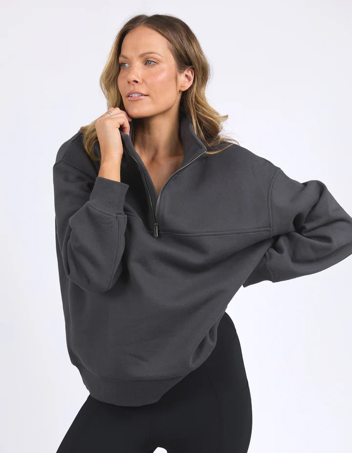 FOXWOOD COLLEGE ZIP CREW CHARCOAL