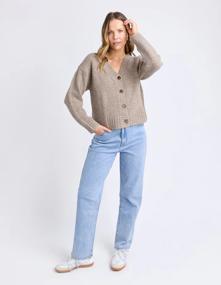 FOXWOOD JENSEN BUTTON CARDI CREW MUSHROOM