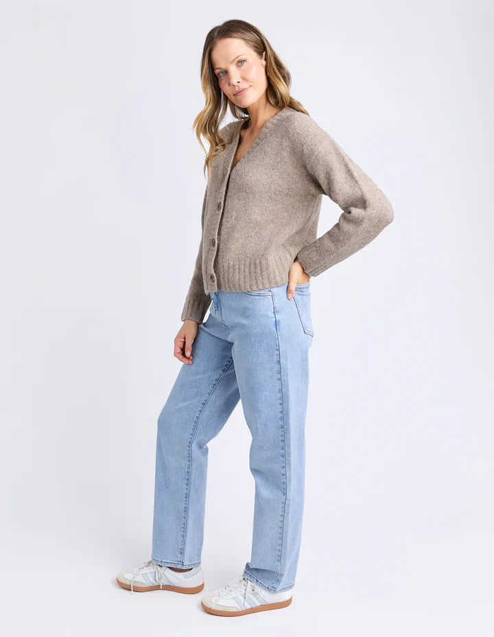 FOXWOOD JENSEN BUTTON CARDI CREW MUSHROOM