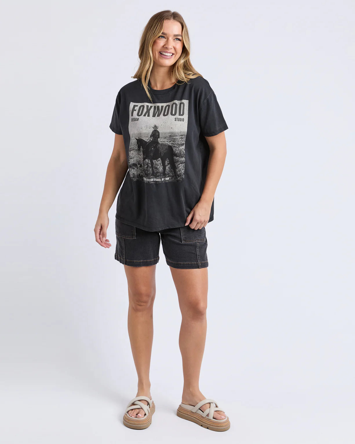 Foxwood Rodeo Tee Washed Black