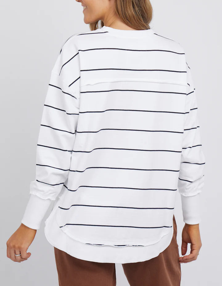 FOXWOOD CLASSIC STRIPE SIMPLIFIED CREW WHITE/NAVY
